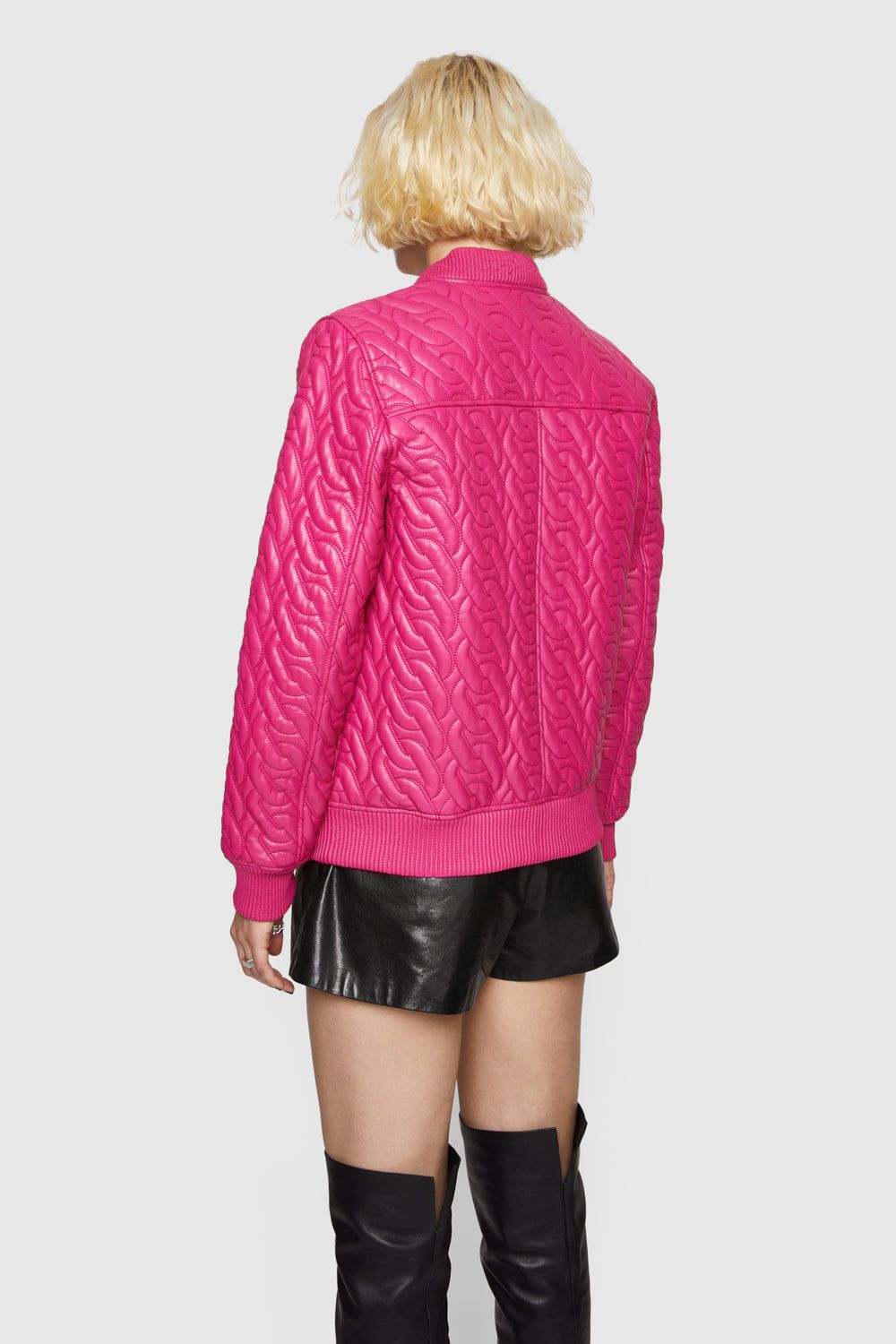 Pink Rebecca Minkoff Ryder Chain Quilt Bomber | IEGUQ-8923