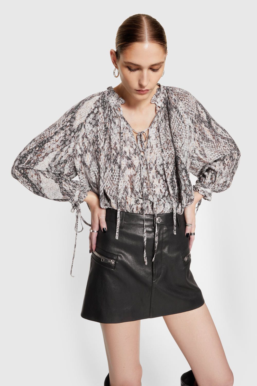 Python Print Rebecca Minkoff Rosalie Printed Blouse | WECZS-6843