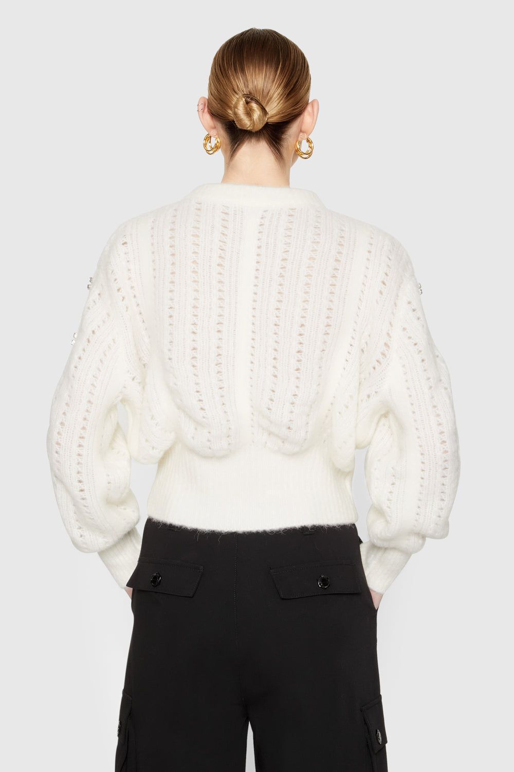 White Rebecca Minkoff Cecilia Crystal Embellished Sweater | MVYTC-8957